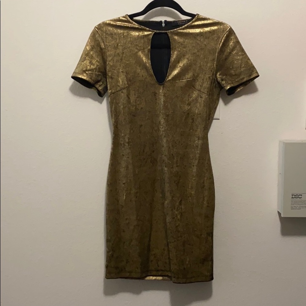 Shiny gold mini dress